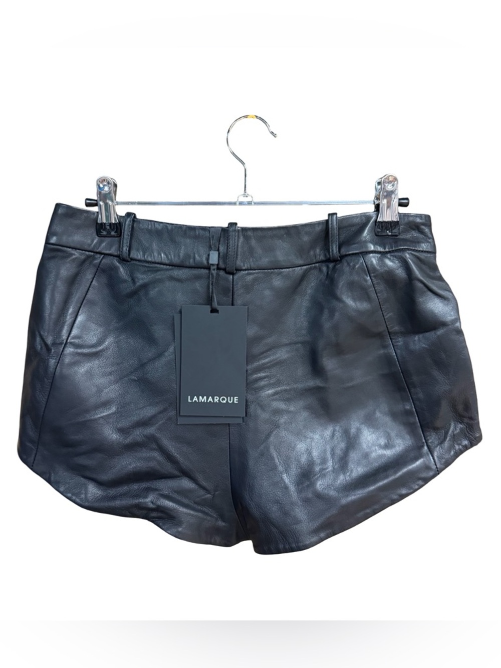 Lamarque Annaise Shorts Black High-Waist Leather booty Revolve S - Picture 6 of 10